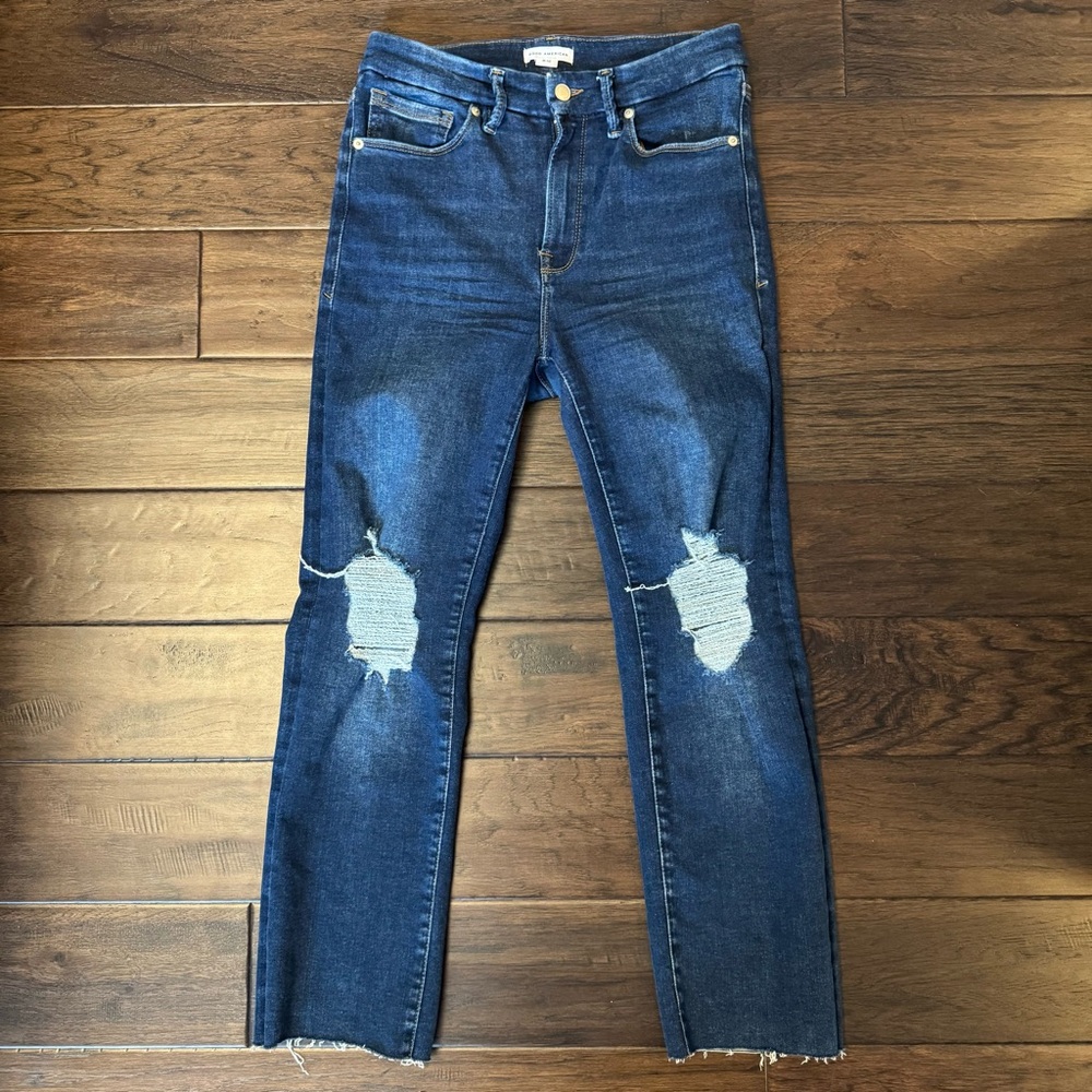 Good American Fits Everybody Distressed Straight Leg Jeans -
Women’s 6-12